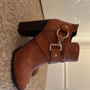 Miss Selfridge Brown Heeled Boots with Buckle